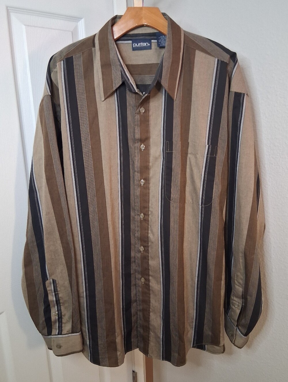 Puritan Striped Long Sleeve Button Down XL